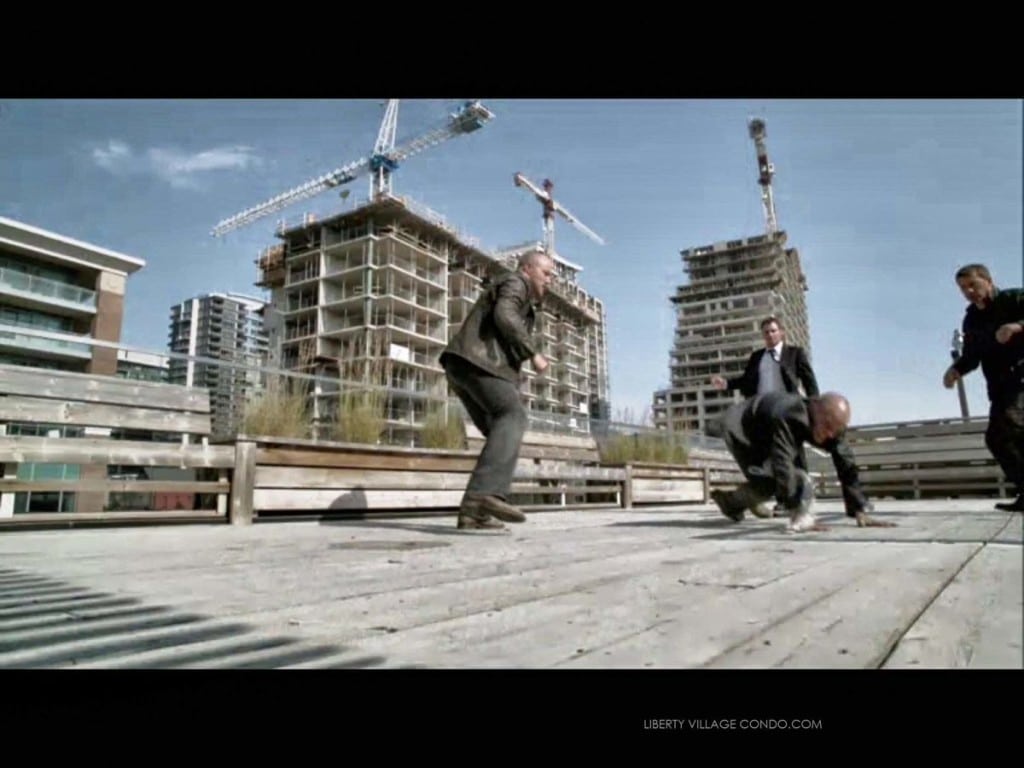 Transporter S1 Ep7 with Liberty on the Park condo and King West Condominiums and Vibe condo buildings in the background