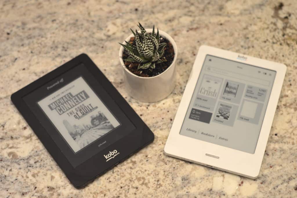 Kobo e-readers are a great thing for people on the go as they can store multiple books on the device, and many models are compatible with the Toronto Public Library. Photo credit to Meg Marshall.